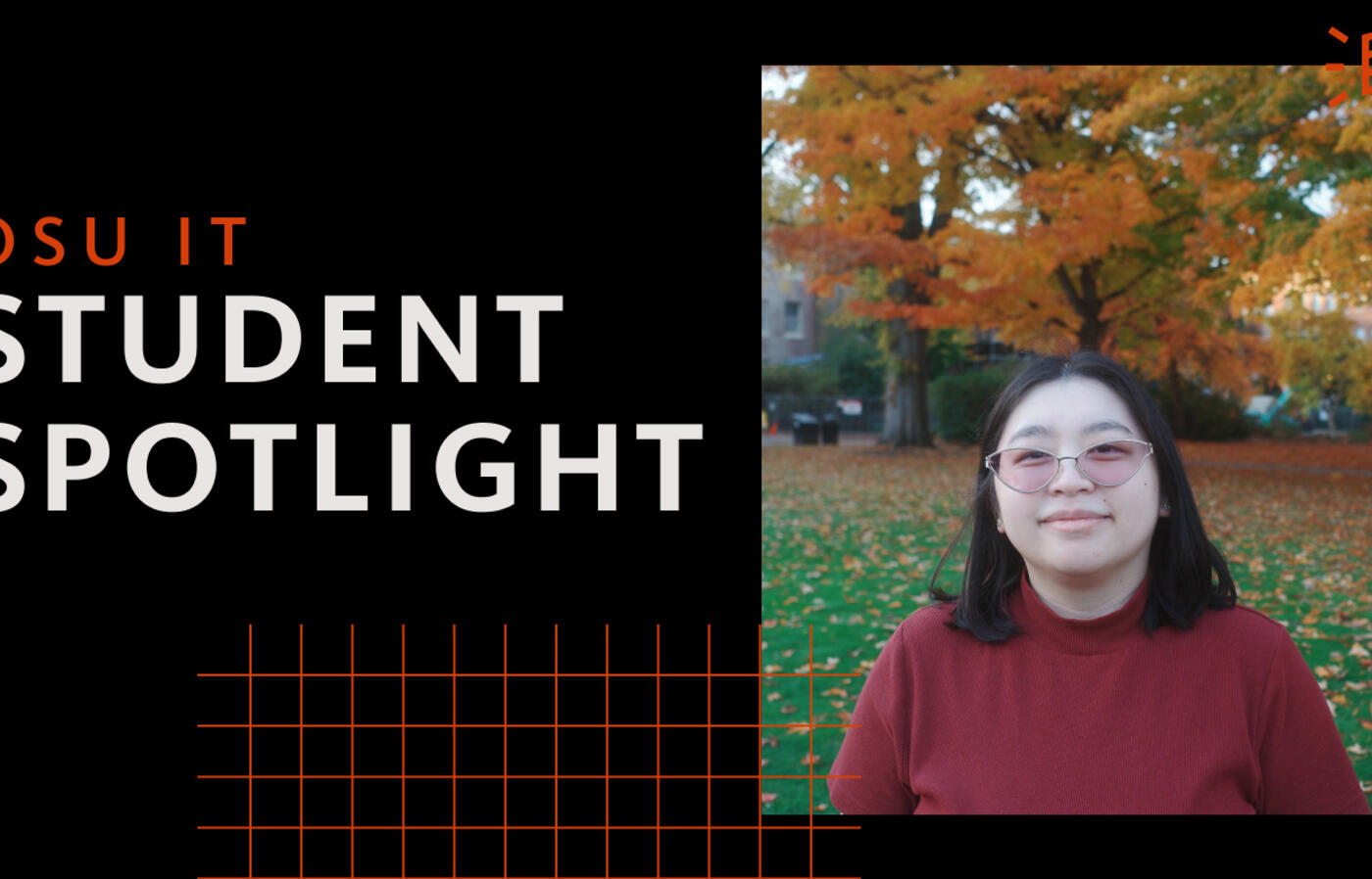 Angela Vang poses outside on the Corvallis campus during a fall day.