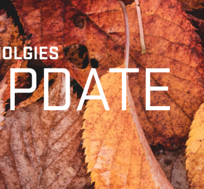 Autumn leaves with text: Academic Technologies Fall Update