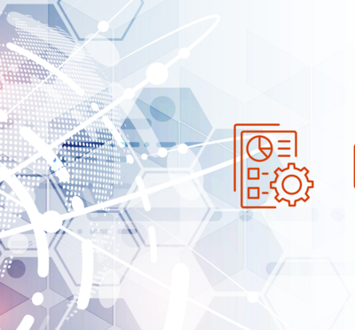 An abstract image with multicolored hexagons and illustrations that represent turning scientific ideas into software programs.
