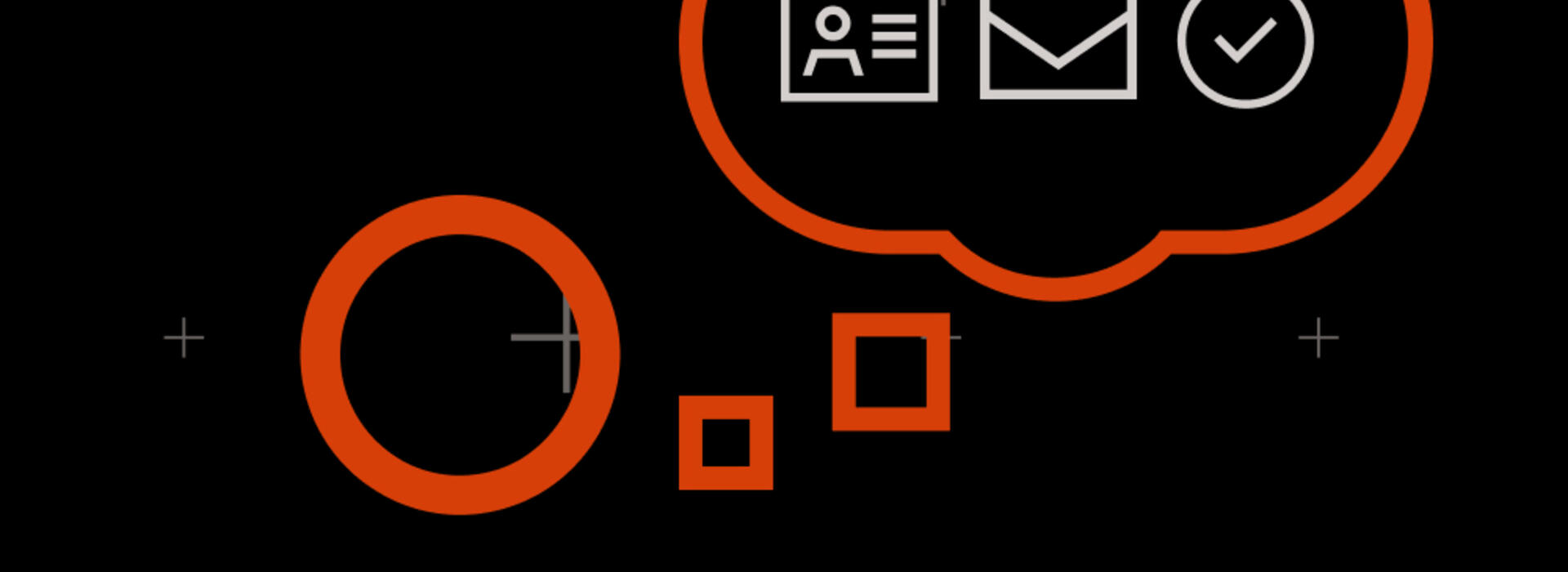 Person icon with a thought bubble containing a user ID, envelope, and check mark