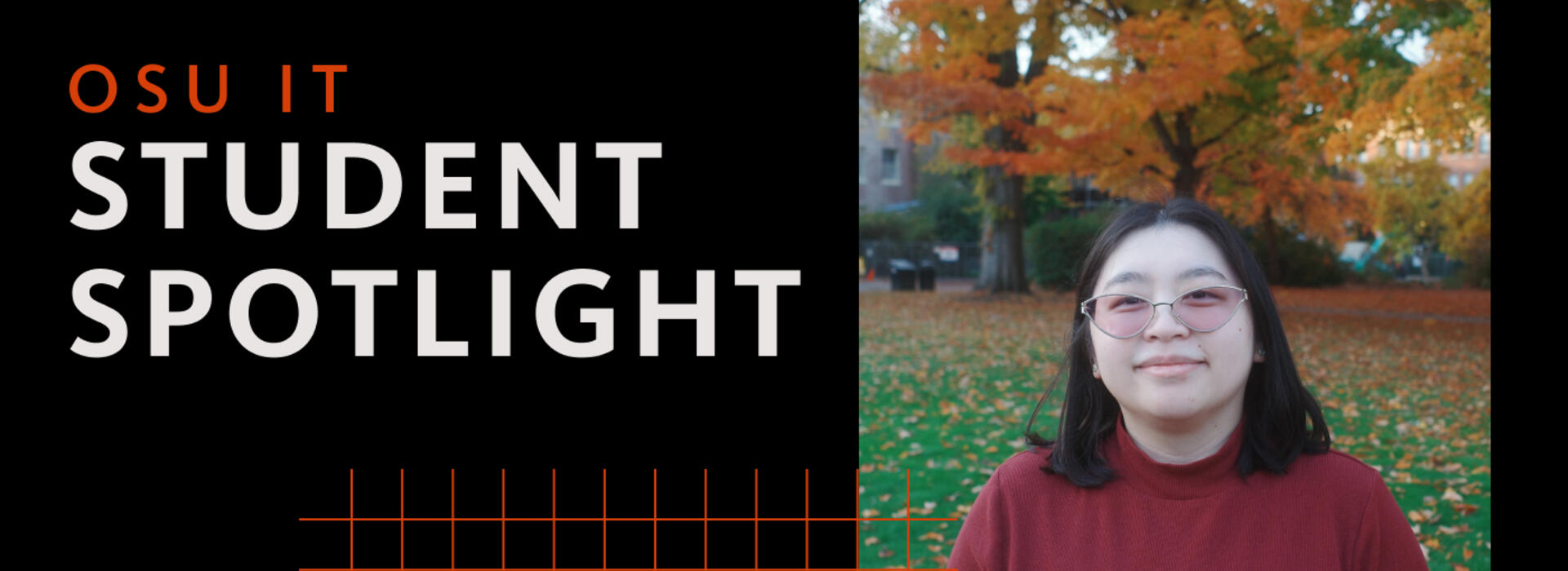 Angela Vang poses outside on the Corvallis campus during a fall day.