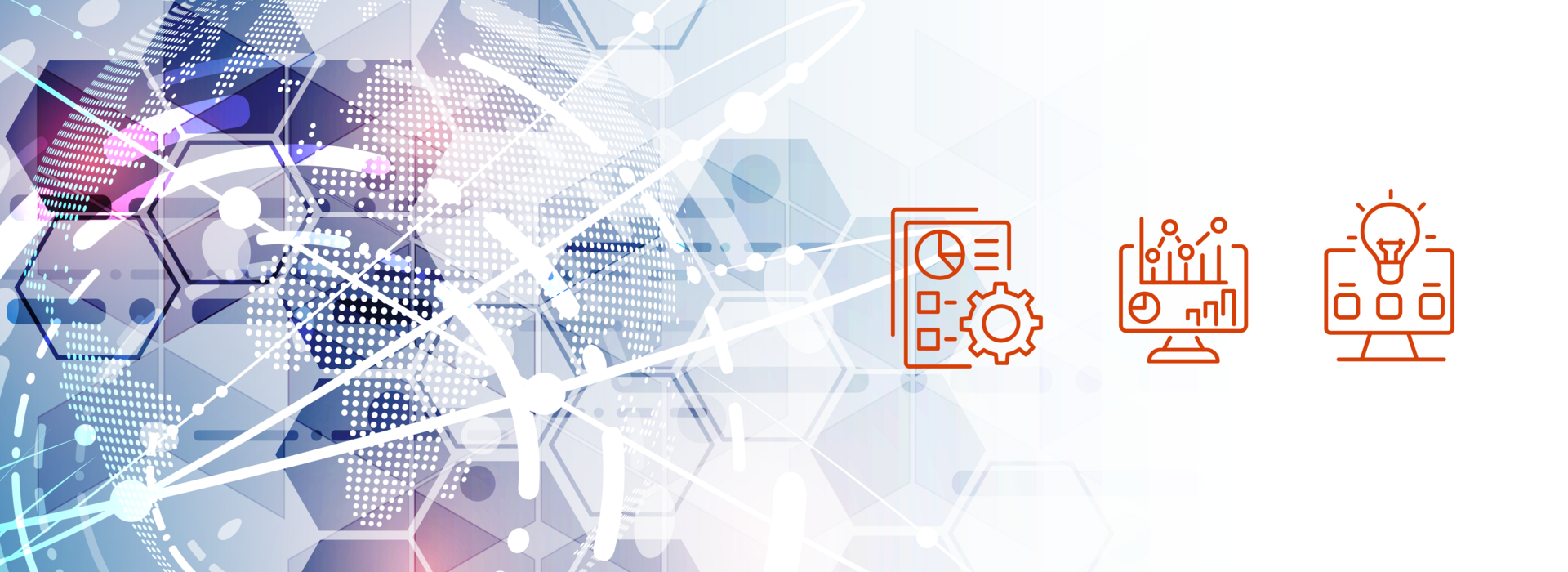 An abstract image with multicolored hexagons and illustrations that represent turning scientific ideas into software programs.