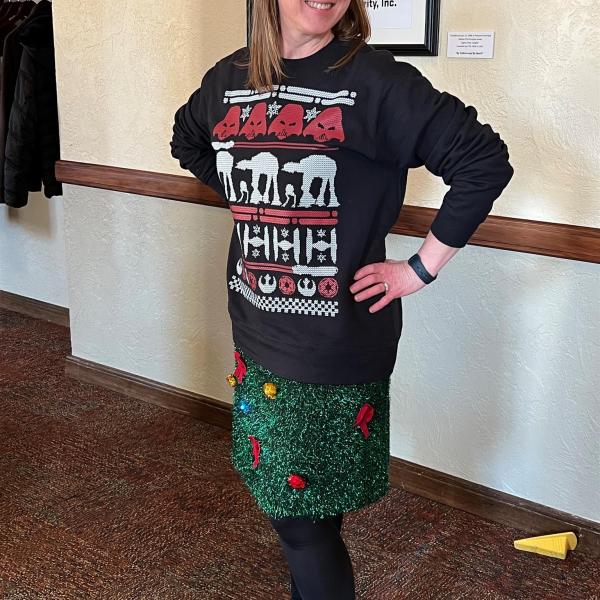 Ugly sweater winner (Marjorie McLagan)