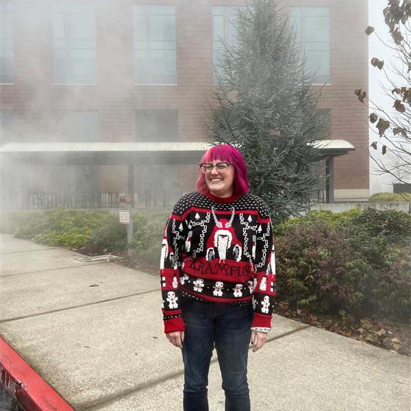 Ugly sweater winner (Sarah Payne)